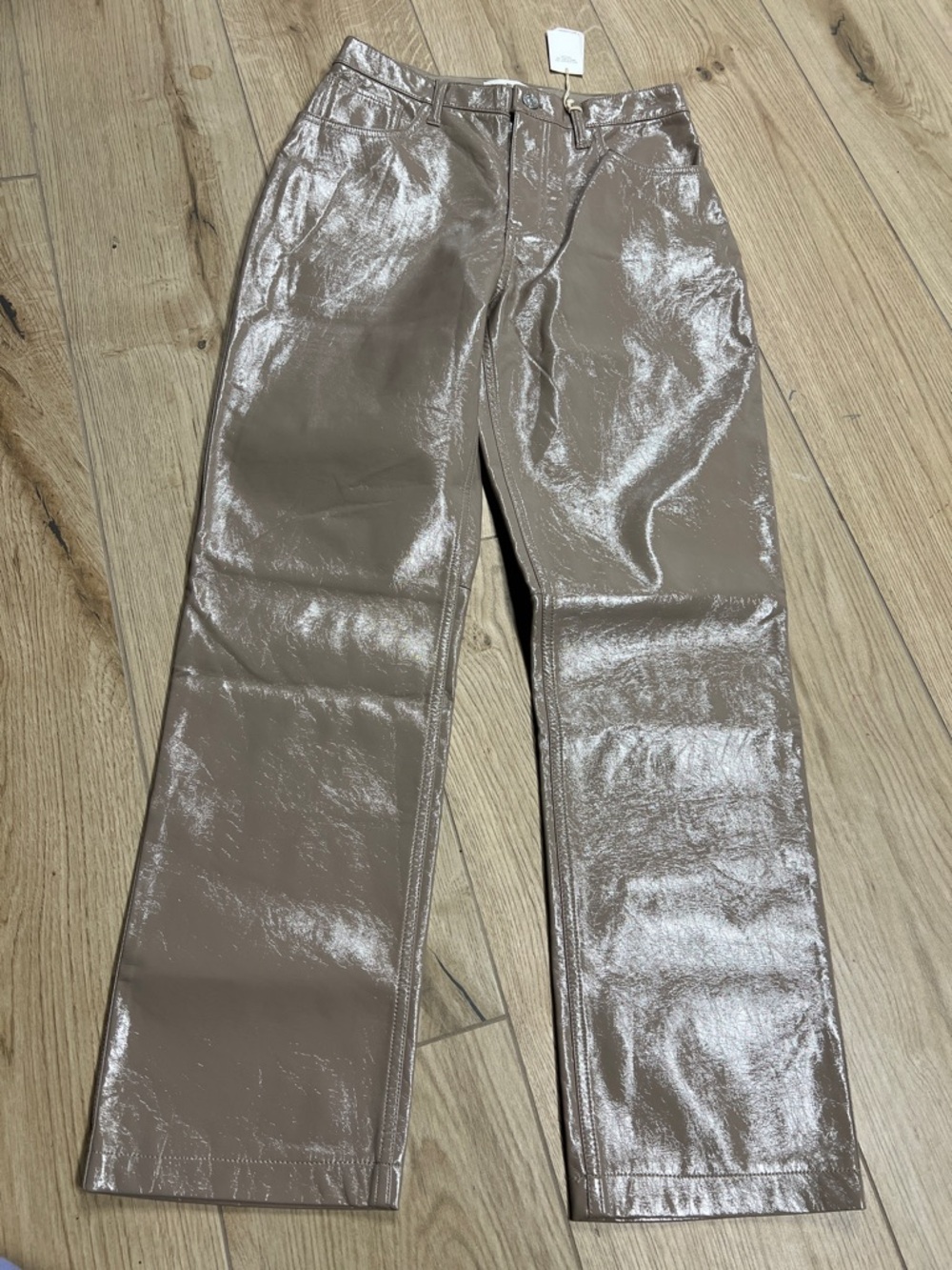 Abercrombie & Fitch The 90's Straight Ultra high rise vegan leather pants